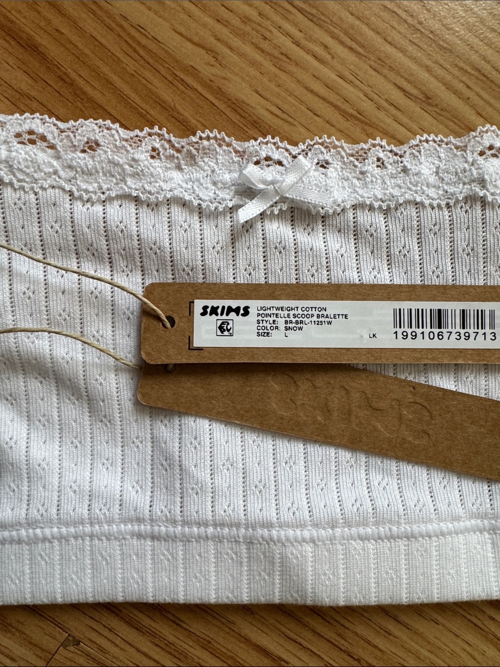 SKIMS Cotton Lace Pointelle Bralette ✨ size L - Picture 2 of 9